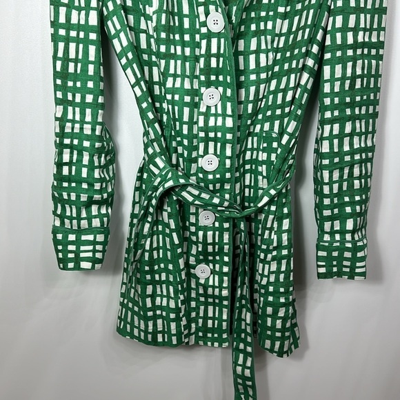 CAbi Circuit green white plaid linen jacket size medium - Picture 3 of 11